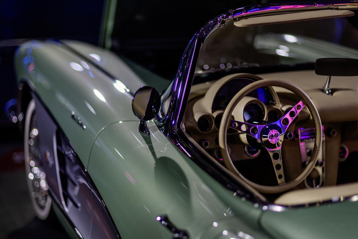 A 1959 Chevrolet Corvette named "Mint Condition" is among actor Kevin Hart's custom-built favorites on display at the L.A. Auto Show.